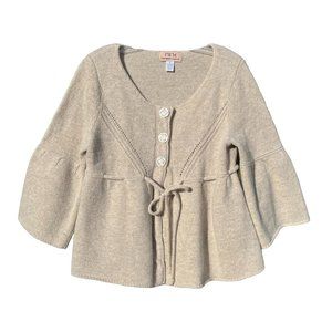 Fenn Wright Manson FWM Heathered Oatmeal Wool + Angora Sweater Drawstring Waist